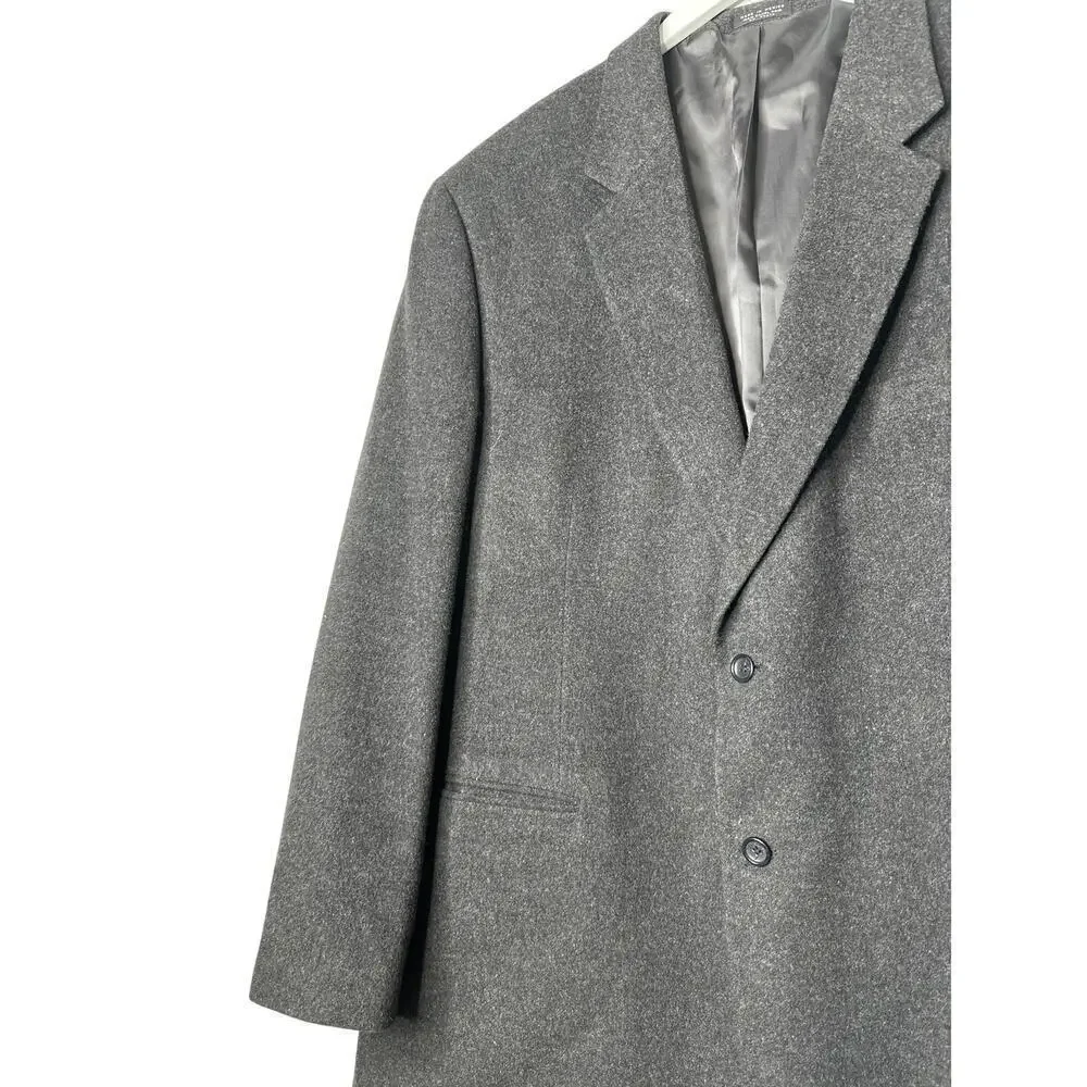 100% Camel's Hair Winter Luxury Men Jacket Blazer Dark Gray Size Large Over Coat